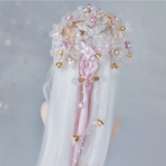 1/3 centre parting braided wig (white/pink)